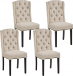 Yaheetech 4 k&ouml;&ouml;gitooli komplekt, polsterdatud s&ouml;&ouml;gitoolid, maksimaalne koormus 140 kg, s&ouml;&ouml;gituppa, k&ouml;&ouml;ki, elutuppa, magamistuppa, beeži v&auml;rvi