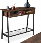 tectake konsoollaud hoiukambriga, konsool, 100 x 35 x 80,5 cm, puidust koridorilaud riiulitega, t&ouml;&ouml;stuslik disain, trapetsikujuline must metallraam (Industrial Dark).
