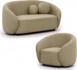 Komplekt Diivan 2 Sitzer Sessel - 2 St&uuml;ck - Boucl&eacute;-Stoff - Freistehend - Bloom Beige