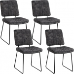 byLIVING Liam S&ouml;&ouml;gitoa toolid 4 tk Vintage Velvet Antratsiitne tikand ja torustik Kunstnahk Must metallraam pulberv&auml;rvitud / Laius 45 cm x K&otilde;rgus 83 cm x S&uuml;gavus 61 cm