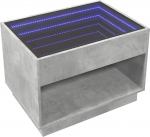 vidaXL kohvilaud, Infinity LED-iga k&uuml;ljelaud, kohvilaud, diivanilaud elutuppa, elutoa laud koos hoiuruumiga, betoonhall, puitmaterjal, klaas