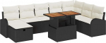 9-teiliges Garten-Sofa-Set mit Kissen Schwarz Poly-Rattan Gartenlounge Model3359981