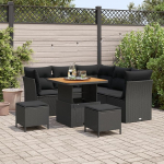 Model3361479 8-osaline aia diivan komplekt pehmendusega Must pol&uuml; rotangist Akaatsia 3-osaline aia s&ouml;&ouml;gilaud komplekt pehmendusega Must pol&uuml; rotangist Akaatsia Garden Lounge