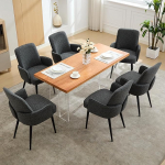 S&ouml;&ouml;gitoa toolid, komplekt 6, polsterdatud toolid, s&ouml;&ouml;gituba, k&auml;etoega k&ouml;&ouml;gitoolid, elutoa toolid, kaasaegsed, libisemisvastaste jalgade ja metalljalgadega (tumehall, komplekt 6)