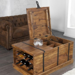 Agra kohvilaud ja majapidamisbaar Shesham massiivpuidust, vahatatud, 100 cm x 60 cm