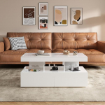 Ristk&uuml;likukujuline kohvilaud, valge, kohvilaud hoiuga, kohvilaud sahtlitega, elutoa laud, kohvilaud hoiuga, kaasaegne siseruumide kohvilaud, valge