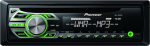 Pioneer DEH-150MPG CD RDS-tuuner WMA/MP3 taasesitusega ja valgustatud Aux-In ees (roheline)