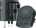 SKROSS - Alpha by Skross + 4 USB - universaalne reisimisadapter maailmast maailma - pinge ja v&otilde;imsus: 100V - 1000W/250V - 2500W - 10a s&uuml;learvutile ja f&ouml;&ouml;nile + 4 USB (24W - 4.8a)