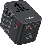 Maailma reisiadapter, universaalne reisiadapter reisipistik 2 USB C (PD 25W) ja 1 USB A ja 1x AC, rahvusvaheline pistikupesa universaalne adapter EL, UK, USA, Austraalia jaoks