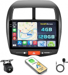 Hikity Android 15 4+128G autoraadio Mitsubishi ASX / Peugeot 4008 2013 jaoks 10.1-tollise Incell puuteekraaniga, autoraadio 2DIN traadita Carplay Android autoga, FM / RDS raadio BT GPS WiFi tagurduskaamera
