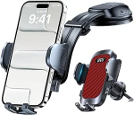 HTU 【2026 Uusim iminapakett ja ventilatsioon Paindlik k&auml;si mobiiltelefoni hoidja auto【T&otilde;eline s&otilde;jaline klass】360&deg; p&ouml;&ouml;ratav auto kinnitus armatuurlauale ketas iPhone 17 Pro Max Samsung S25, s&uuml;gavpunane