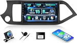 CAMECHO Android 15 Qualcomm 8-tuumaline navigatsiooniga autoraadio 4+64G Kia Picanto 2012-2016 jaoks koos tagantvaate kaameraga, 9-tolline traadita Carplay Bluetooth-raadio koos Android auto GPS WiFi FM/RDS DSP IPS-ga