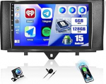 CAMECHO 6+128G 8-tuumaline 9-tolline satelliitnavigatsiooniga autoraadio Mercedes-Benz Smart Fortwo 2011-2015 koos tagantvaate kaameraga, Android 15 traadita Carplay Bluetooth raadio Androidiga auto WiFi GPS FM/RDS + IPS