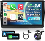 2G & 64G VECHTEL 9-tolline Bluetooth autoraadio Fiat Ducato 2010/Citroen Jumper/Peugeot Boxer Carplay Android Car Wireless, EQ, Wifi GPS Navi, Airplay, Android Cast, RDS/FM raadio 2 DIN koos AHD tagantj&auml;rgi