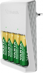VARTA akulaadija, sisaldab 4 x AA 2100 mAh, akulaadija laetavatele akudele, laeb 2 v&otilde;i 4 AA/AAA korraga, pistikupesaga laadija, valge