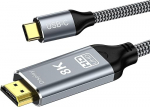 USB C kuni HDMI 2.1 kaabel 2M 8K@60Hz, USB Type C kuni HDMI 8K UHD kaabel HDR HDCP 2.3 Thunderbolt 4/3 &uuml;hilduv iPhone 15 Pro MacBook Pro/Air, iPad Pro/Air, Galaxy S23, TV, Huawei, Tablet
