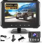 Hodozzy digitaalne tahavaate kaamera monitori komplekt, 5-tolline 1080P HD &ouml;&ouml;vaatlus IP69 veekindel laia nurgaga, lihtne paigaldus koos kaabli ja l&uuml;hikese numbrim&auml;rgi hoidjaga veoautole, haagisele, haagissuvilale