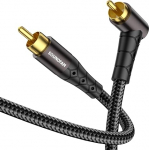 SOUNDFAM 90-kraadine RCA-kaabel, parempoolse nurga subwooferi kaabel [24K kullatud, puuvillane punutis] subwooferi, DVD, v&otilde;imendi, kodukino jaoks (must, 3M)