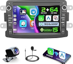 Hikity 2G + 64G autoraadio Android 15 Renault Dacia Logan Dokker Duster Sandero Lodgy Captur Symbol Lada Xray 2 7-tollise puuteekraaniga traadita Carplay Android auto RDS/FMBT GPS WiFi + kaamera +