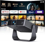 Netflixi/Live TVga &uuml;hilduv nutiprojektor/330&deg; p&ouml;&ouml;ratav: Mini projektor 4K automaatse fookusega/6D trapetsikorrektsiooniga, 1080P Full HD WiFi6 & Bluetooth kodukino/v&auml;ljaku mini projektor 4K