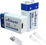 9 V plokk aku 1000 mAh, C-t&uuml;&uuml;pi laadimispordiga, Li-ion 6F22 laetav aku mikrofonile, suitsuandurile, elektroonilisele m&auml;nguasjale, Walkie Talkie'le, suitsuandurile, 9 V plokk akud (pakend).