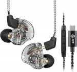 Yinyoo CCZ Melody juhtmega k&otilde;rvaklapid USB C port, kerged ja mugavad k&otilde;rvaklapid 4N OFC kaabliga Samsung S23/S22/Google Pixel 7/6/5/4 jaoks (l&auml;bipaistev must, mikrofoniga)