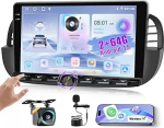 Hikity 2+64G Android 15 autoraadio Fiat 500 2007-2015 raadio Carplay Android Auto traadita 9-tolline IPS puuteekraaniga raadio koos tagurduskaameraga Bluetooth navigatsioon WiFi FM RDS Mirror Link DSPga