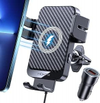 MOKPR 15 W auto mobiiltelefoni hoidik koos laadimisfunktsiooniga, [270&deg; automaatne kinnitus], induktiivne laadimisjaam auto traadita laadimisjaam iPhone 16/15/14/13/12 seeria ja Samsung S25/S24/S23 jaoks