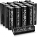 POWEROWL AA patareid, 2800 mAh 20 AA laetava patarei pakk - AA patareid, 1,2 V, Ni-MH t&uuml;&uuml;p, madal enesepuhastus koos tolmukarbiga