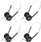 4 St&uuml;ck schwarze Retro-Over-Ear-Kopfh&ouml;rer, Hi-Fi-Stereo-Kopfh&ouml;rer, Mini-Stereo-Kopfh&ouml;rer, leicht, mit Kabel, 80er-90er-Jahre Vintage-Headset, kabelgebunden, Kopfh&ouml;rer, f&uuml;r die meisten Handys