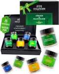 Hallingers Genuss Manufaktur Wild Barbecue Spices Gift Set - 5 v&uuml;rtsikat v&uuml;rtsi uluki- ja grillroogade valmistamiseks elegantses kinkekarbis, v&uuml;rtsikomplekt "Hunters & Collectors", kingiidee jahimeestele, ka j&otilde;uludeks.
