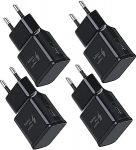 4 USB-toiteploki adapteri pistik 5V-2A universaalne kiirlaadija iPhone 11/X 8/7/6, Samsung Galaxy S22 S21 S20 S10 S6 S7 S8 S9/Edge/Plus/Active, A54 A34, Note 8/9/10 mobiiltelefonide jaoks.