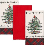 Avanti Linens Tree Spode j&otilde;ulukollektsioon, punane tartani muster, 3-osaline k&ouml;&ouml;gir&auml;tikute komplekt