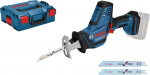 Bosch Professional 18V System akutoitel t&ouml;&ouml;tav akusirkulatsioonisaag GSA 18V-LI C (sh 3x saeplaat, ilma akude ja laadijata, L-BOXX 136)