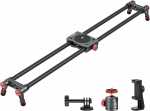 NEEWER 60 cm Carbon Fibre Camera Slider Dolly Slider Rail with 360&deg; Ball Head/Mobile Phone Clamp/Action Camera Mount, 4 Bearings and Adjustable Legs, Compatible with GoPro Insta360 iPhone Android,