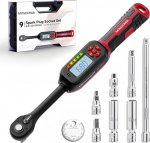 3/8 Drehmomentschl&uuml;ssel digital 6,8-135 Nm &plusmn;2 % Genauigkeit Digitaler Z&uuml;ndkerzensteckschl&uuml;ssel und Reifen-Zoll-Pfund-Drehmomentschl&uuml;ssel mit Summer und LED-Blinkanzeige f&uuml;r Moto Auto