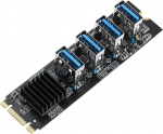 M.2NVME to PCIE USB3.0 4 porti, M.2 to SATA3.0 laienduskaart, PCie 1x to 4pcie USB Riser Card, M.2 B + MKEY PCI-E liides, ASM1166 kiibile (PCI-E protokoll v&otilde;i NVME protokoll)