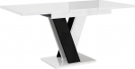 Mirjan24 Atraks Table for Dining Room, Rectangular Dining Table, Practical Pull-Out Table, Kitchen Table, Dining Room Table, Extendable Table (White High Gloss / Black High Gloss)