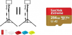 NEEWER LED Video Light Set with Adjustable Tripod Stand Colour Filters & SanDisk Extreme microSDXC UHS-I Memory Card 256 GB + Adapter