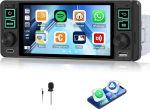 Autoraadio Bluetooth 5-tolline puuteekraaniga Single Din autostereo audio, auto audio koos traadita Carplay Android auto peeglilink FM t&uuml;&uuml;p C/USB/EQ/kiirlaadimine/7 v&auml;rvivalgus/SWC