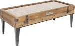 Kare Collector Design Coffee Table, Side Table, Fir Wood Body, Glass Table Top, Steel Legs, 46 x 122 x 55 cm (H x W x D)