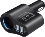 Autolaadija 3 in 1 sigaretis&uuml;&uuml;taja adapter AC 12 V 24 V auto mobiiltelefoni laadija kahe USB pordiga 2,1 A ja 1,1 A mobiiltelefoni tahvelarvuti Dashcam jaoks