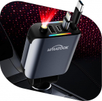 WHATOOK 4-in-1 sigaretis&uuml;&uuml;taja USB C autolaadija: [75% v&auml;ike] [Starry Sky LED] 66W auto kiirlaadija adapter koos sisset&otilde;mmatava C-t&uuml;&uuml;pi kaabliga / USB C/USB A, 12/24V iPhone'ile/Samsungile