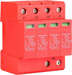 &Uuml;lelaine kaitseseade, maja deflektor seade, 4P 40kA (8/20&micro;s), 385V, t&uuml;&uuml;p 2 maja deflektor, madalpinge kaitseseade DIN r&ouml;&ouml;basteele, &uuml;lepingekaitse kodu ja elektrijaotuse jaoks