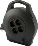 Infitronic - 10 m kaablirull siseruumides (IP20) - must kaablikarp 4 maanduskontaktpesa ja &uuml;lekuumenemiskaitsega - H05VV-F 3G1,5 mm&sup2; pikenduskaabel, 230 V, ergonoomiline k&auml;epide, INKT1001