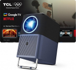 TCL A1s Beamer 4K Full HD, Offizielles Google TV (APV/Netflix/Disney), 2 Dolby 8W, 600 ISO Lumen, Bluetooth ja WIFI, Autofokus, Trapezkorrektur, f&uuml;r Handy- und Spieleprojektion, Heimkino