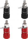 hankekaart Bananenstecker, 5 A, 4 x 4 mm, Panelmontage, Bananenbuchse, 4 mm Buchsenstecker f&uuml;r Bananenstecker, Rot und Schwarz, 8 St&uuml;ck