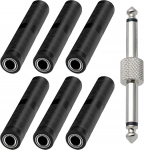 1/4" TRS/TS Stereo Coupler, 6.35mm naissoost naiseks audio kupong adapter konverter, TRS Stereo ja Mono Jack adapteri &uuml;hendaja, 6.35 mees-mehega (pakend 7)
