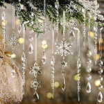 18 tk j&otilde;ulupuu kaunistused Crystal Ornaments - rippuvad akr&uuml;&uuml;l j&otilde;ulud lumehelbeke Icicle Drop Crystal Ornaments for Christmas Tree Winter New Year Party Supplies