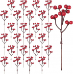 YiYa Pack of 36 kunstlik punane marjad tehtud Holly Red Berries kaunistamiseks j&otilde;ulupuu kaunistused lilled p&auml;rg DIY k&auml;sit&ouml;&ouml; talve kaunistamiseks